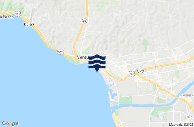 Karte der Gezeiten San Buenaventura State Beach, United States