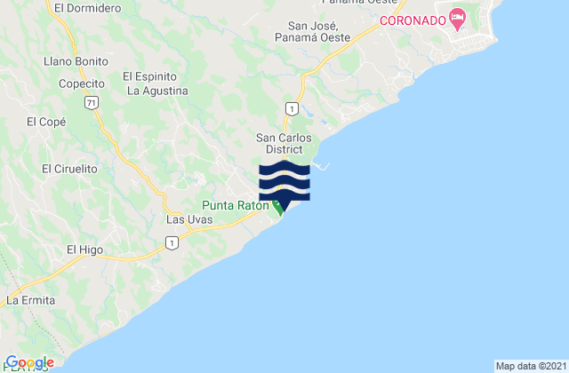 Karte der Gezeiten San Carlos, Panama