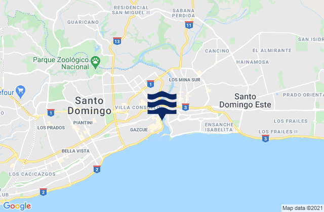 Karte der Gezeiten San Carlos, Dominican Republic