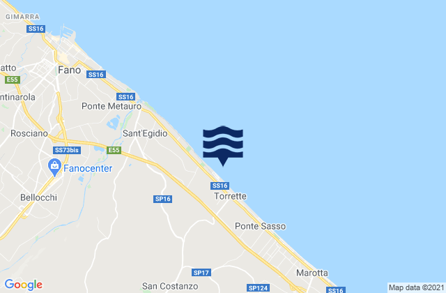 Karte der Gezeiten San Costanzo, Italy