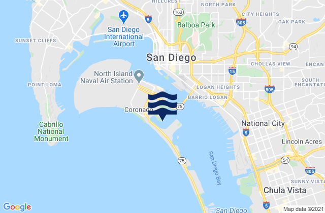 Karte der Gezeiten San Diego Bay Entrance, United States