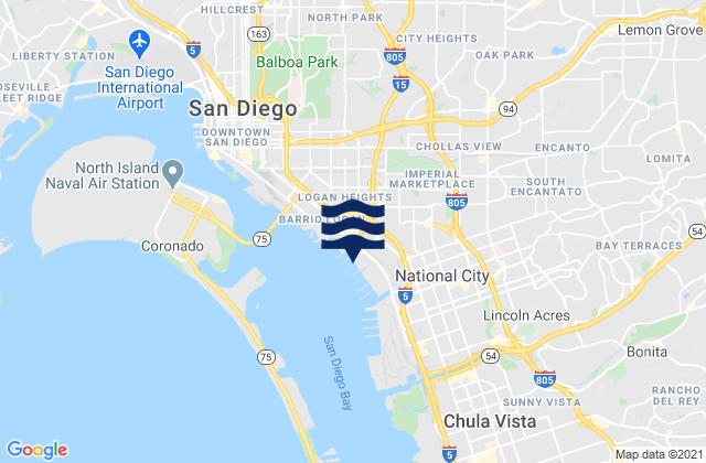 Karte der Gezeiten San Diego County, United States