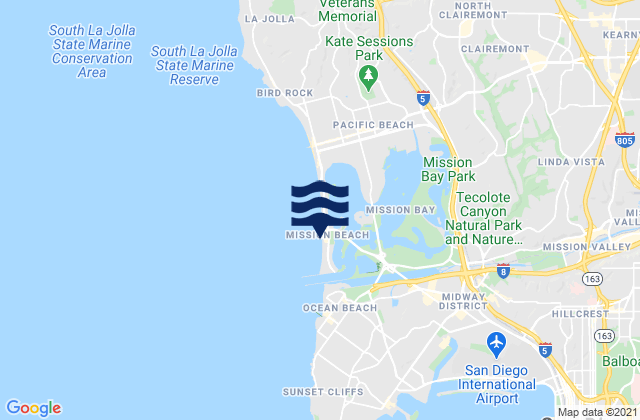 Karte der Gezeiten San Diego Mission Beach, United States