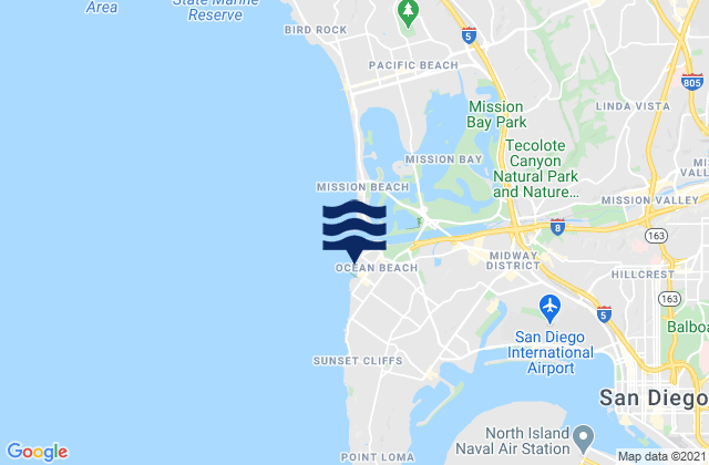 Karte der Gezeiten San Diego Ocean Beach Park, United States