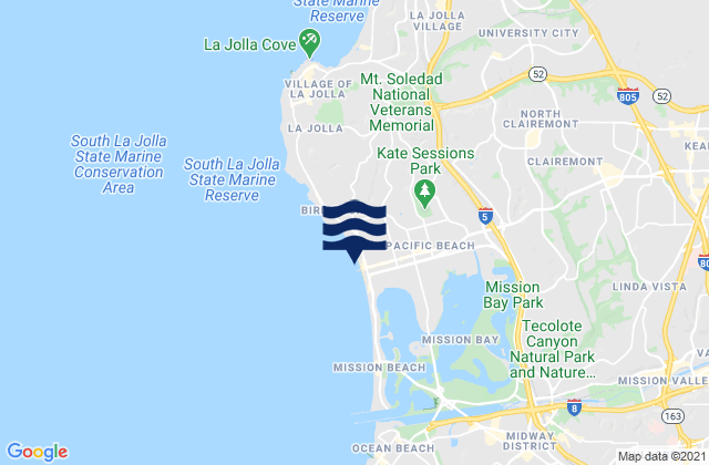 Karte der Gezeiten San Diego Pacific Beach, United States