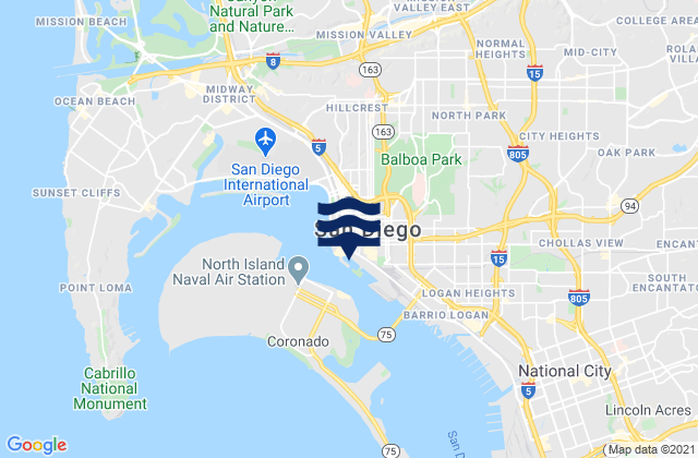 Karte der Gezeiten San Diego, United States