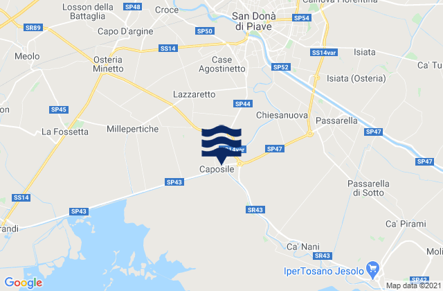 Karte der Gezeiten San Donà di Piave, Italy