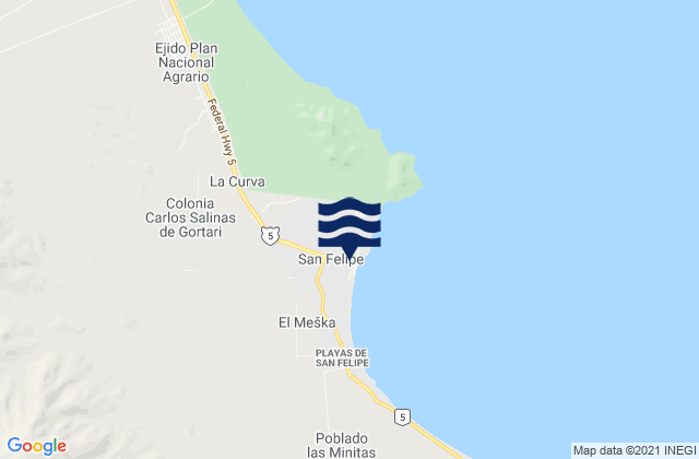 Karte der Gezeiten San Felipe, Mexico