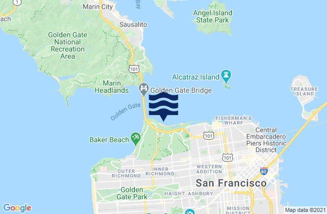 Karte der Gezeiten San Francisco (Golden Gate), United States