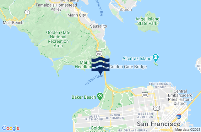 Karte der Gezeiten San Francisco Bay Entrance (Golden Gate), United States