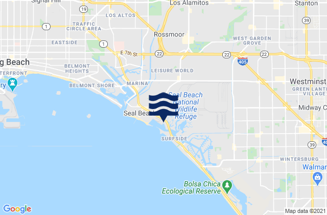 Karte der Gezeiten San Gabriel Rivermouth, United States