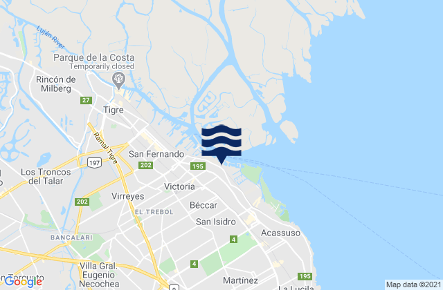 Karte der Gezeiten San Isidro, Argentina