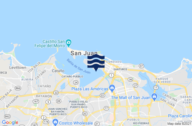 Karte der Gezeiten San Juan, Puerto Rico