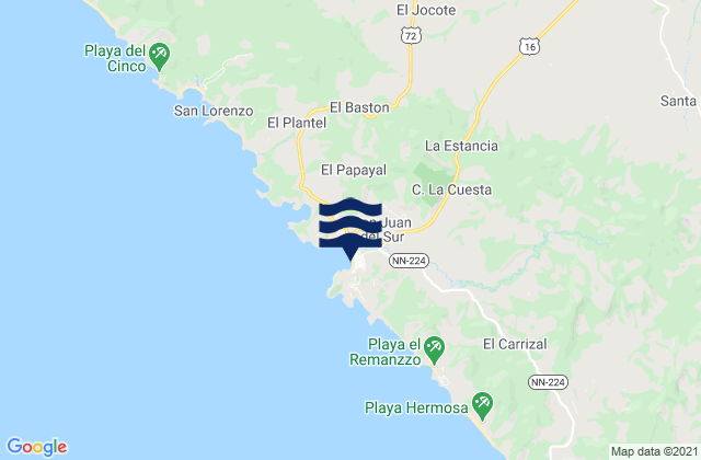 Karte der Gezeiten San Juan del Sur, Nicaragua