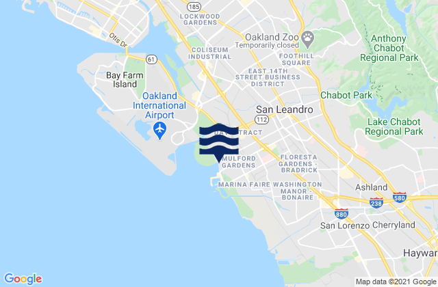 Karte der Gezeiten San Leandro, United States