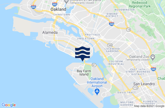 Karte der Gezeiten San Leandro Channel (San Leandro Bay), United States