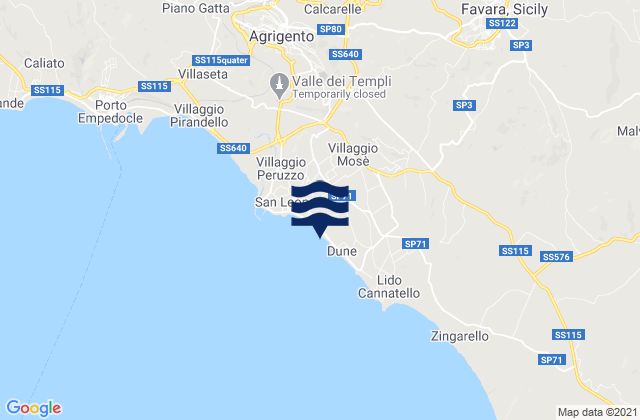 Karte der Gezeiten San Leone, Italy