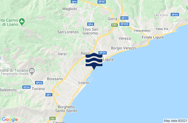 Karte der Gezeiten San Lorenzo, Italy