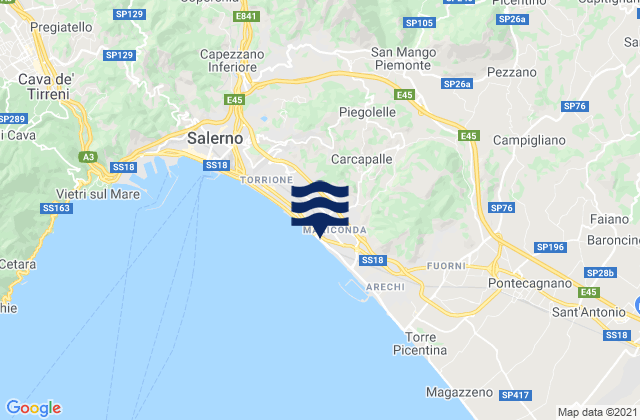 Karte der Gezeiten San Mango Piemonte, Italy