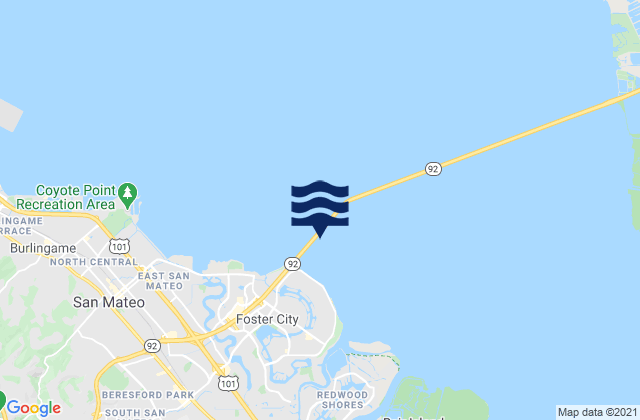 Karte der Gezeiten San Mateo Bridge, United States