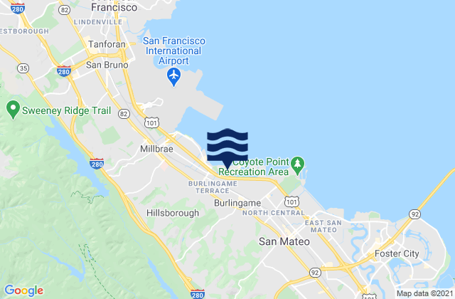 Karte der Gezeiten San Mateo, United States