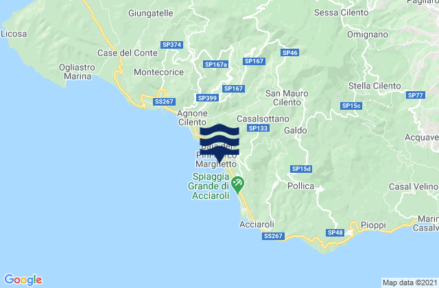 Karte der Gezeiten San Mauro Cilento, Italy