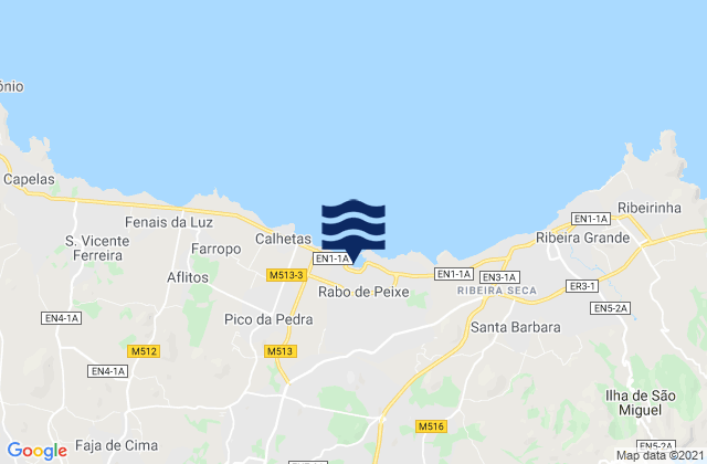 Karte der Gezeiten San Miguel - Rabo de Peixe, Portugal