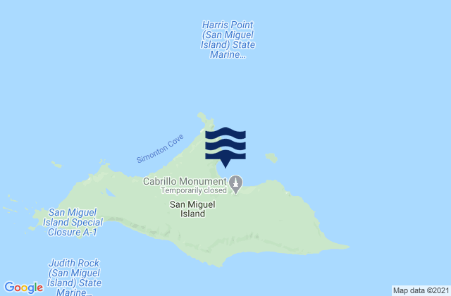 Karte der Gezeiten San Miguel Island, United States