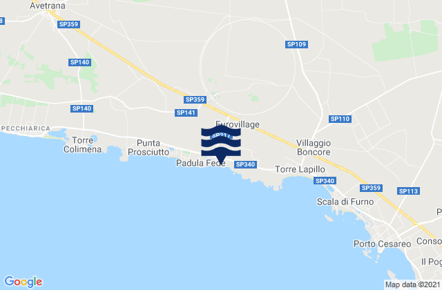 Karte der Gezeiten San Pancrazio Salentino, Italy