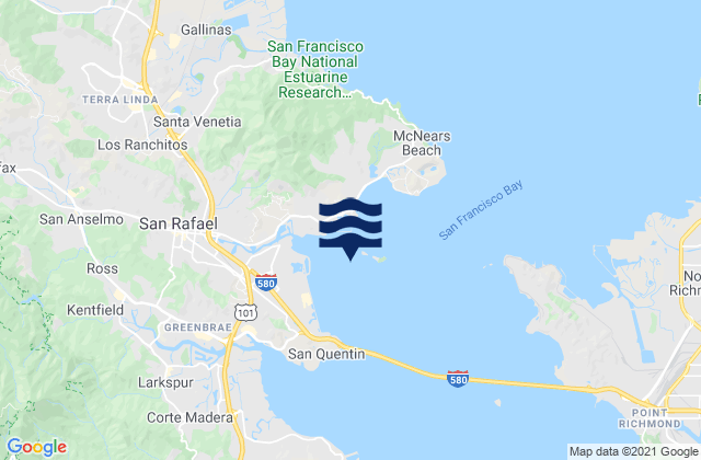 Karte der Gezeiten San Rafael Bay, United States