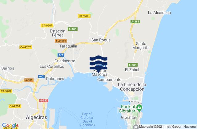 Karte der Gezeiten San Roque, Spain