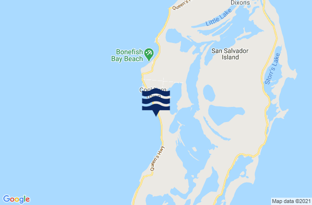 Karte der Gezeiten San Salvador Island, Bahamas