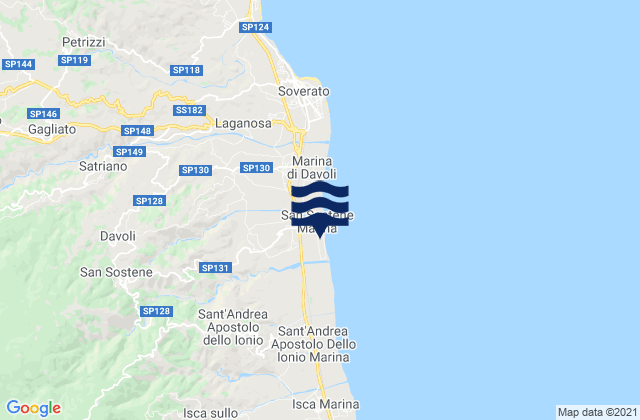 Karte der Gezeiten San Sostene, Italy