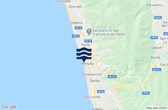 Karte der Gezeiten San Vincenzo la Costa, Italy