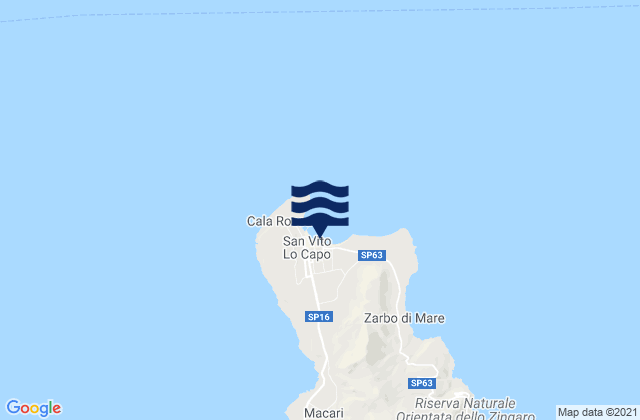 Karte der Gezeiten San Vito Lo Capo, Italy