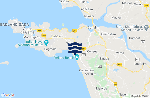 Karte der Gezeiten Sancoale, India