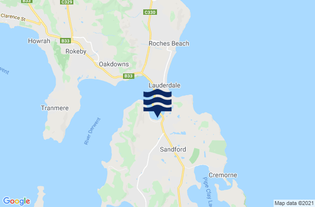 Karte der Gezeiten Sandford, Australia
