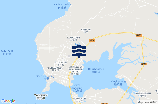 Karte der Gezeiten Sandu, China