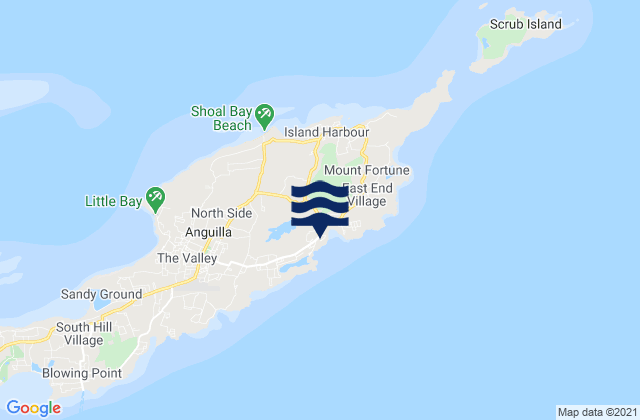 Karte der Gezeiten Sandy Hill, Anguilla