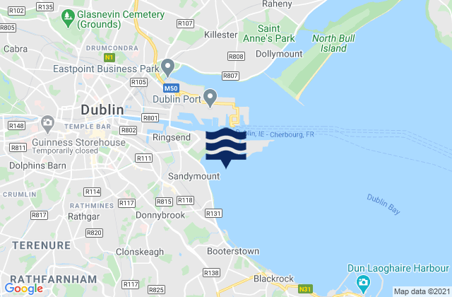 Karte der Gezeiten Sandymount Strand, Ireland