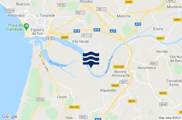 Karte der Gezeiten Sanguessuga, Portugal
