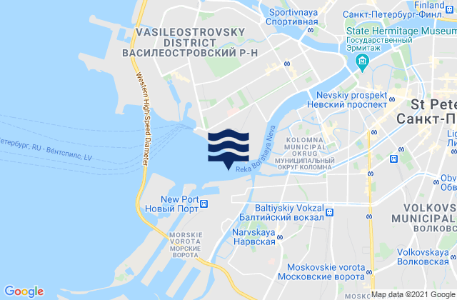 Karte der Gezeiten Sankt-Peterburg, Russia