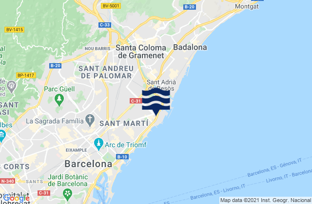 Karte der Gezeiten Sant Andreu, Spain