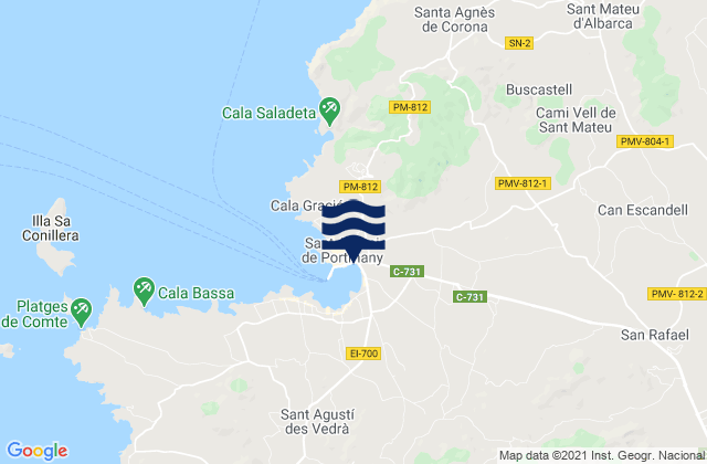 Karte der Gezeiten Sant Antoni de Portmany, Spain