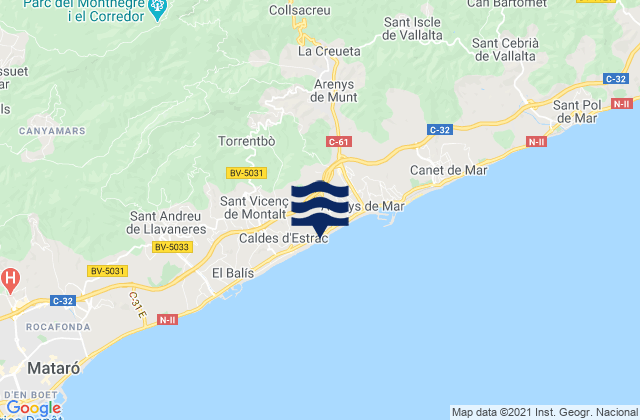 Karte der Gezeiten Sant Celoni, Spain