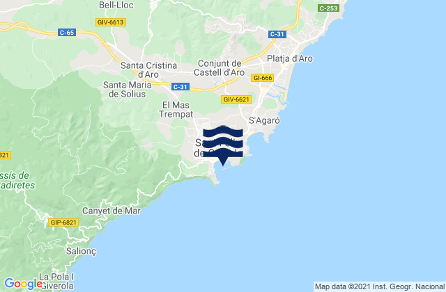 Karte der Gezeiten Sant Feliu de Guíxols, Spain