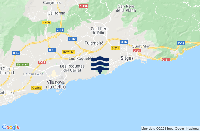 Karte der Gezeiten Sant Pere de Ribes, Spain