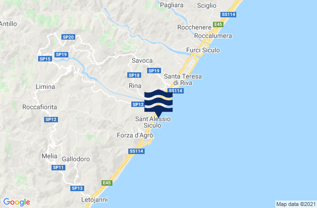 Karte der Gezeiten Sant'Alessio Siculo, Italy