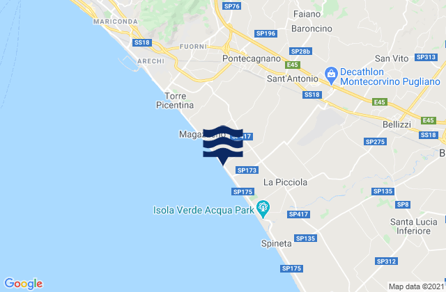 Karte der Gezeiten Sant'Antonio, Italy