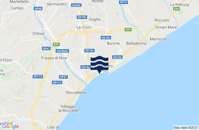 Karte der Gezeiten Sant'Elia, Italy